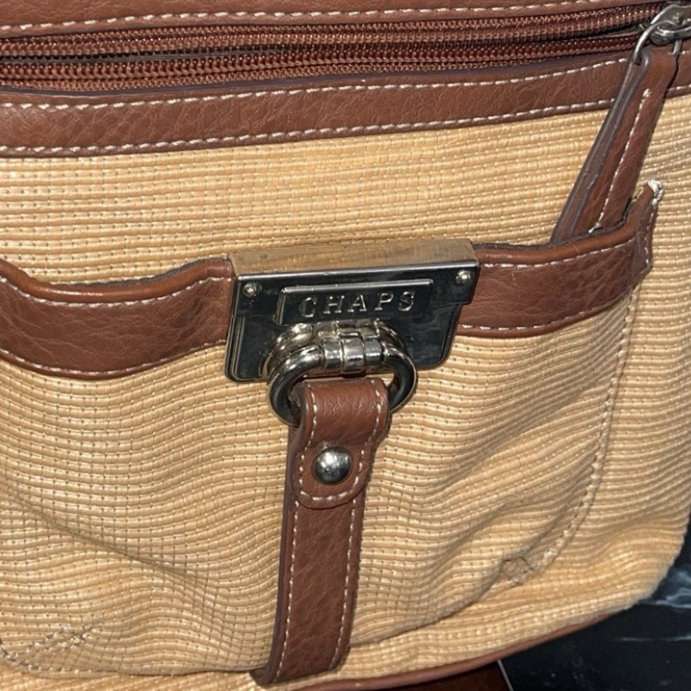 CHAPS Handbag Crossbody Purse Brown Tan - Picture 4 of 11